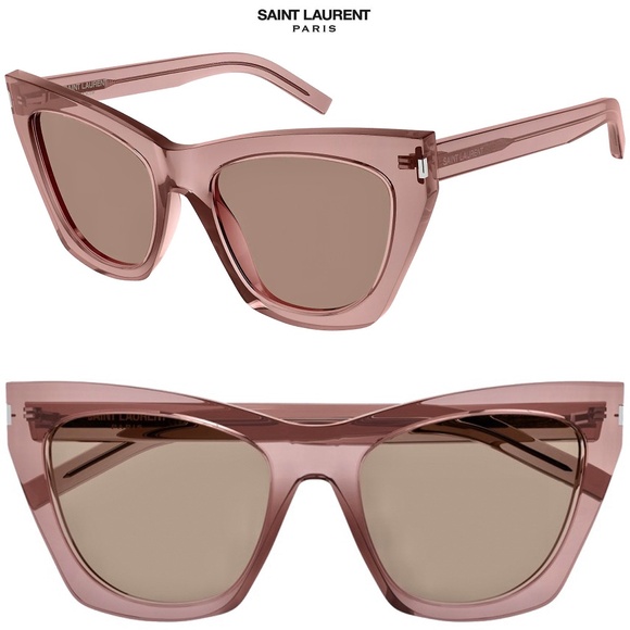 SAINT LAURENT KATE SL214 022 TRANSLUCENT PINK CAT EYE SUNGLASSES. 55mm - Picture 1 of 14